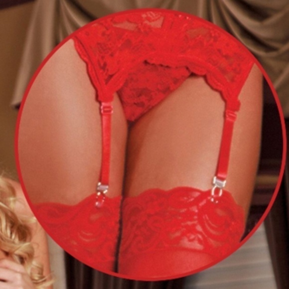 Essentials 4 Piece Garter Strap Set One Size (Red) - Picture 1 of 2